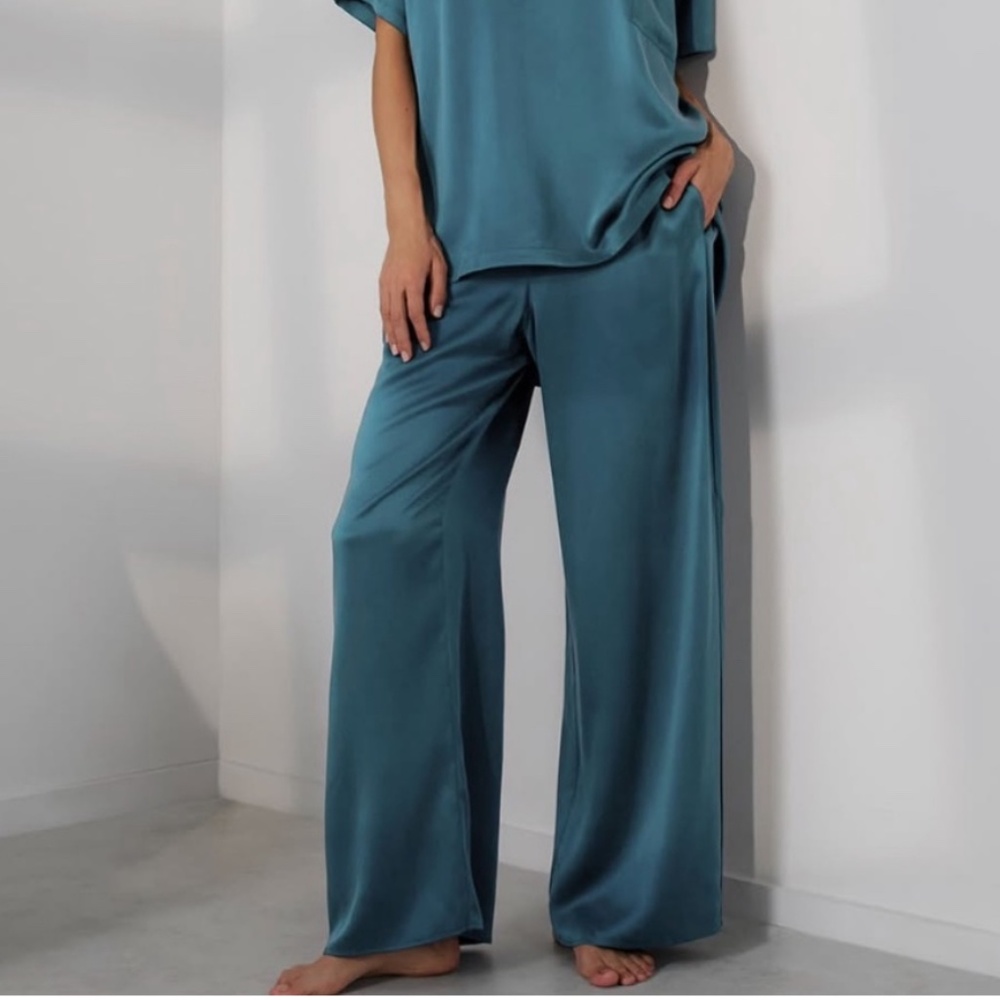 LUNYA NWOT Washable Silk PANTS ONLY in Piquant Teal Size XL